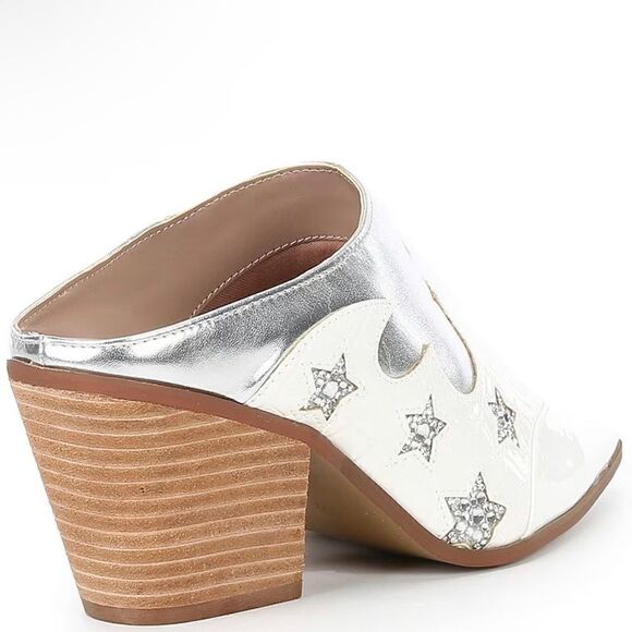 Betsy Johnson Denniss Embellished Patent Western Mules - Picture 2 of 16